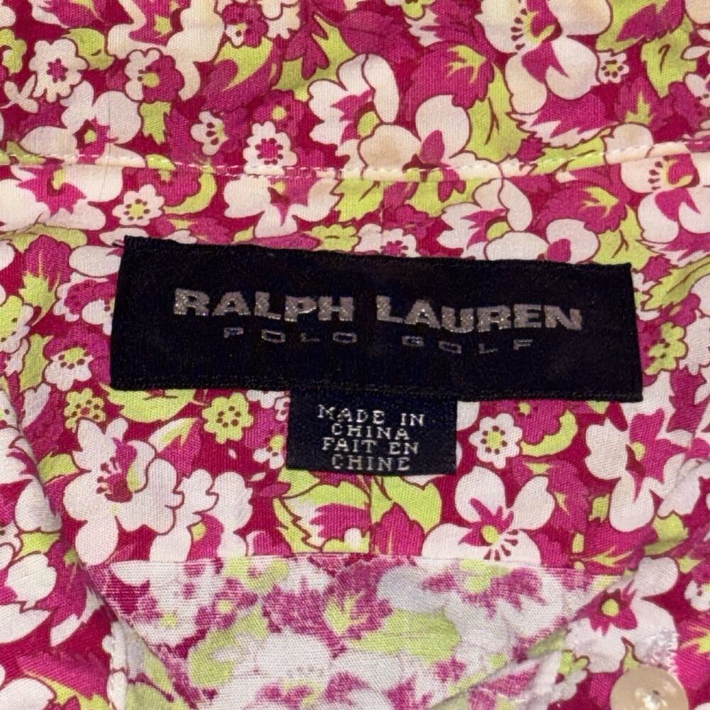 Ralph Lauren Polo Golf Top Women's Size 4 Sleeveless Button Cotton Floral Pink - Picture 3 of 7